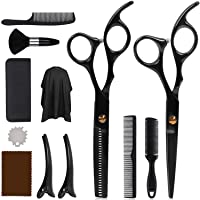 Los mejores  - DigHealth 12 Pcs Kit de Tijeras Peluqueria Profesional con Tijera Entresacar Peluquero Acero Inoxidable y Capa de…